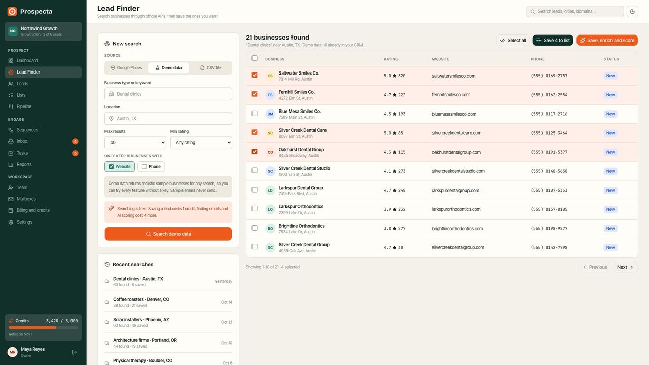 Lead Finder with results