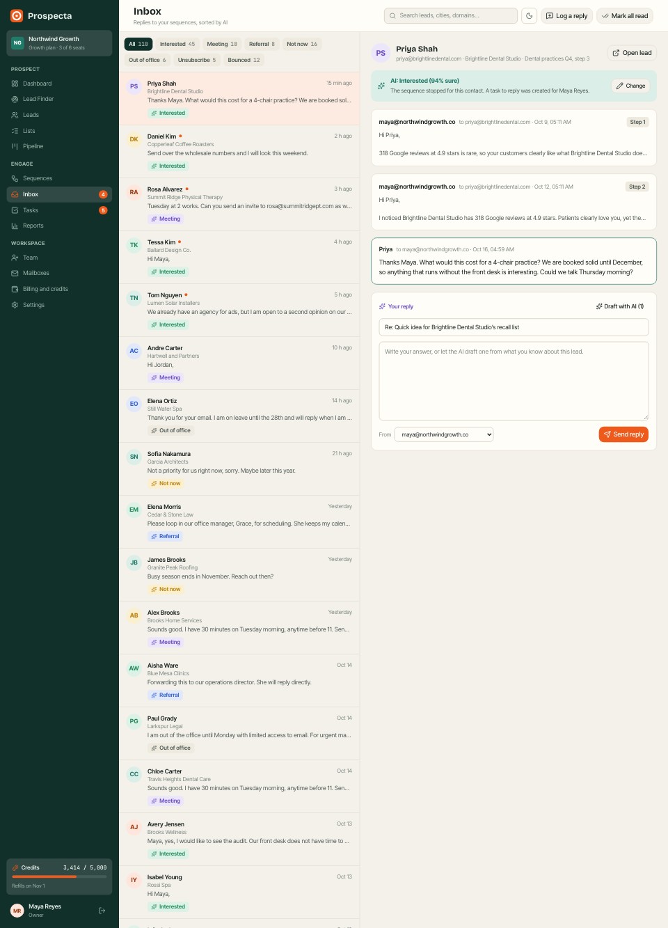 Inbox page